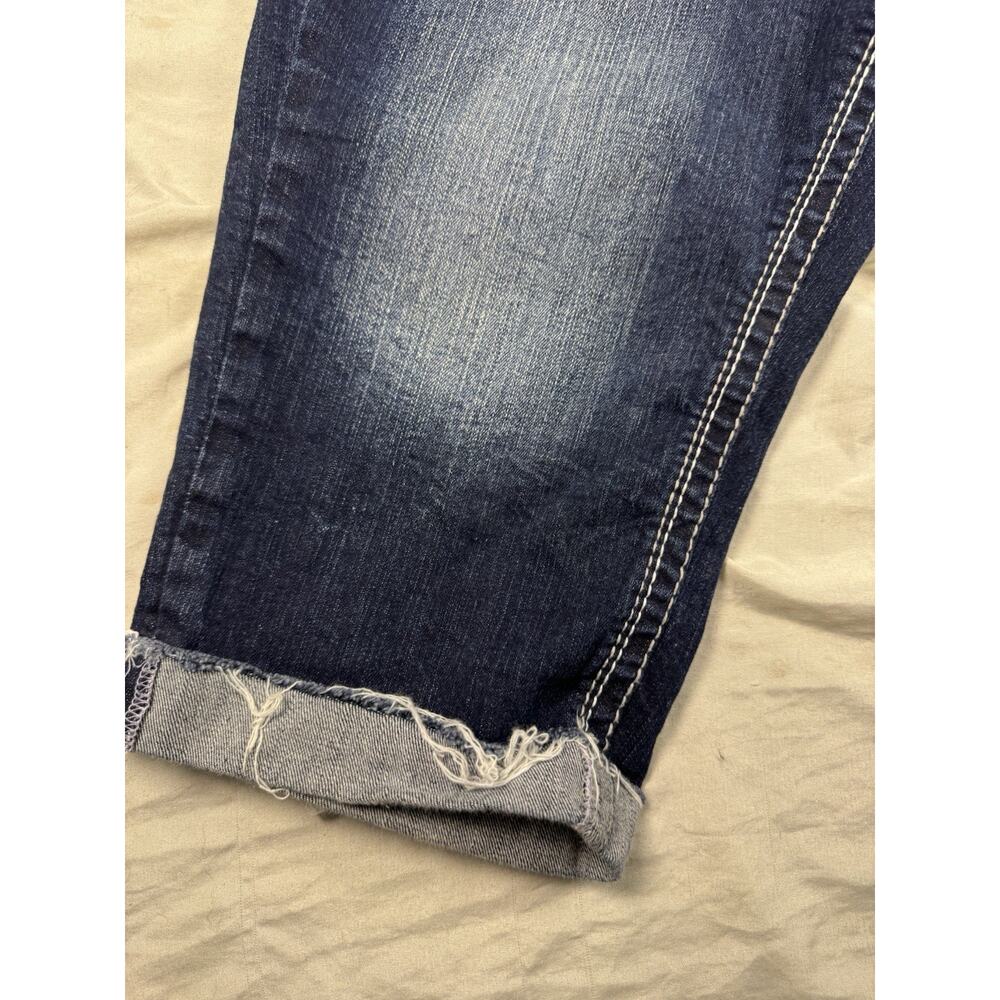 Arija Jeans Bermuda Shorts Womens 15/16 Dark Wash Cuffed Stretch Denim - Picture 10 of 16